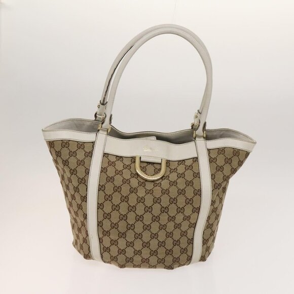GUCCI GG Canvas Abbey Tote Bag 2Set Beige Gold Auth BA2173 - Picture 2 of 16
